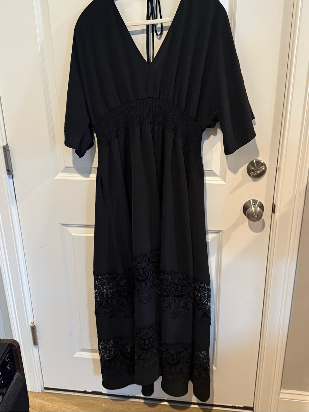 Olaesa V-Neck Lace Smocked Waist Boho Maxi Dress - Picture 4 of 15